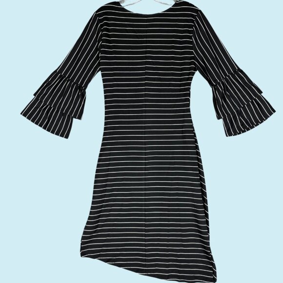 Anthropologie Sunday in Brooklyn Dress Medium Black Striped Bell Sleeve NWOT - Picture 4 of 10